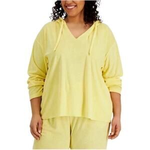 Rebellious One Trendy Plus 3X Pale Banana V-Neck Loop Terry Hoodie NWT